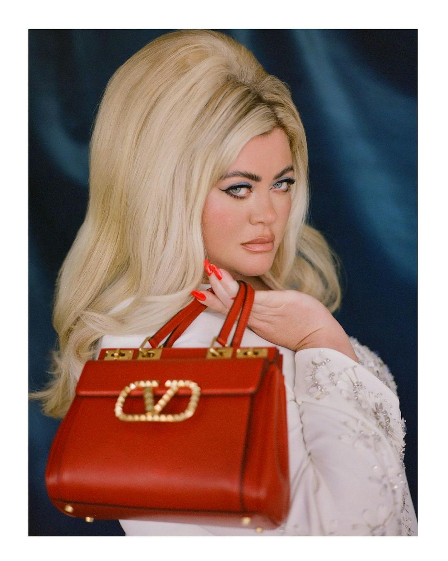 Gemma Collins carrying a red handbag from Valentino 