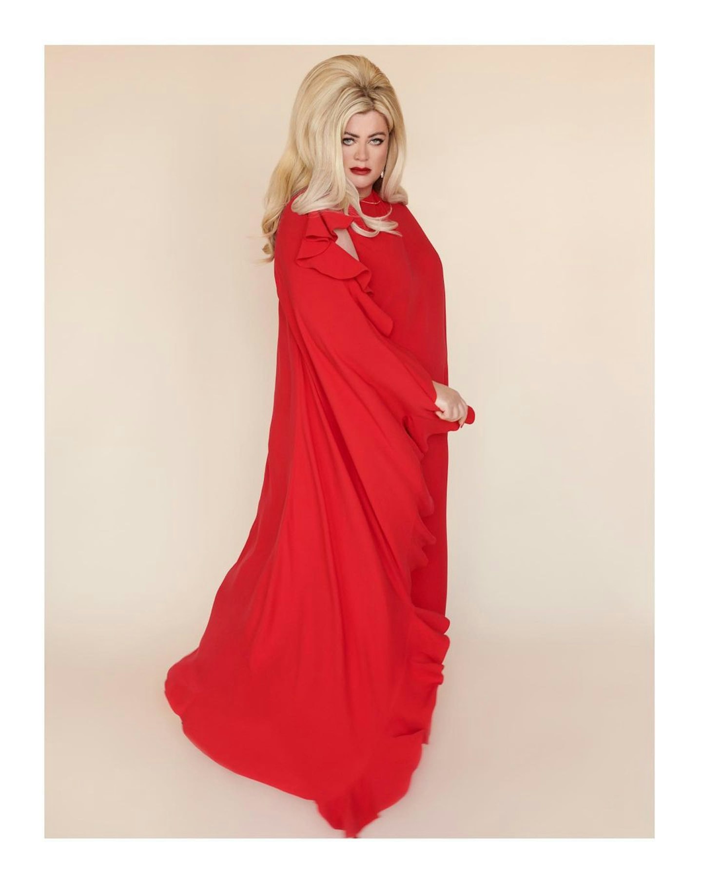 Gemma Collins wearing a red maxi dress from Valentino 