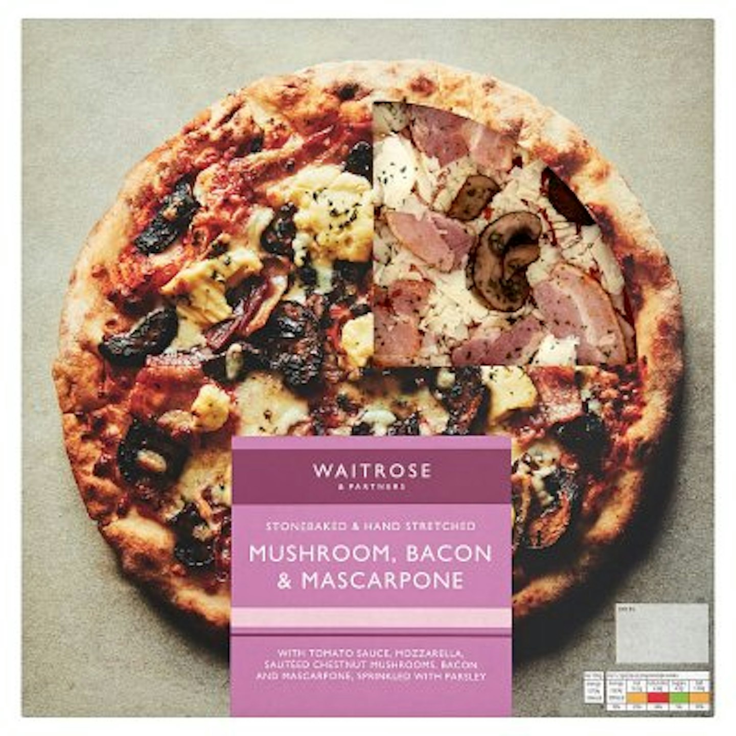 Waitrose Mushroom, Bacon & Mascarpone Pizza