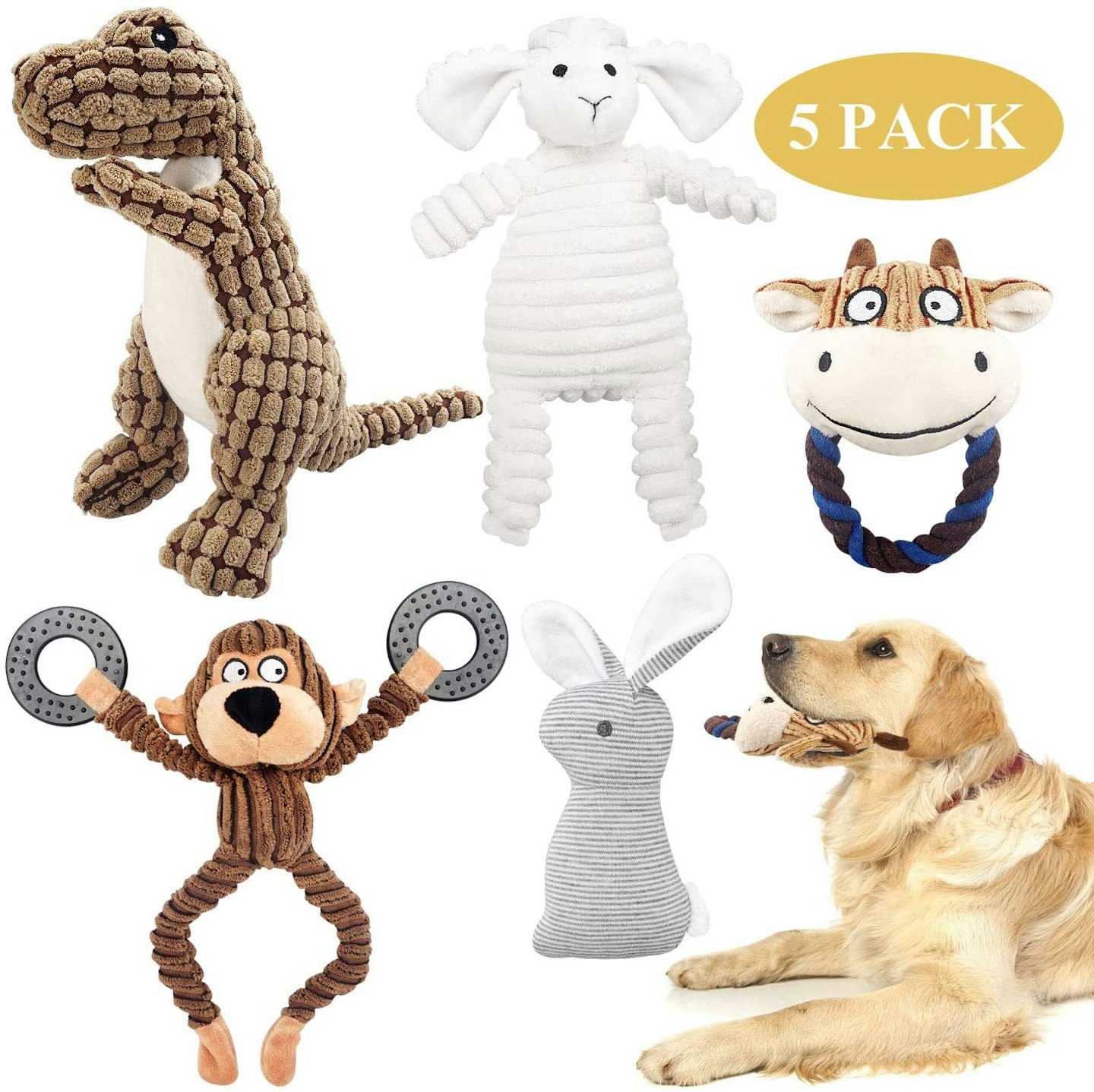 KONKY Squeaky Dog Toys Set, 5 Pack