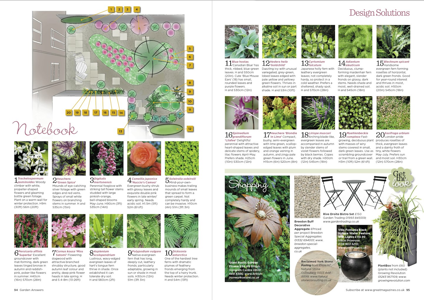 Planting plan for low allergen garden and stylish shopping ideas
