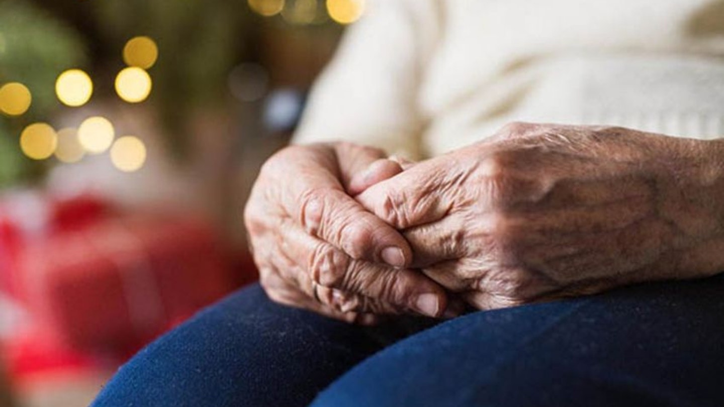Elderly woman at Christmas