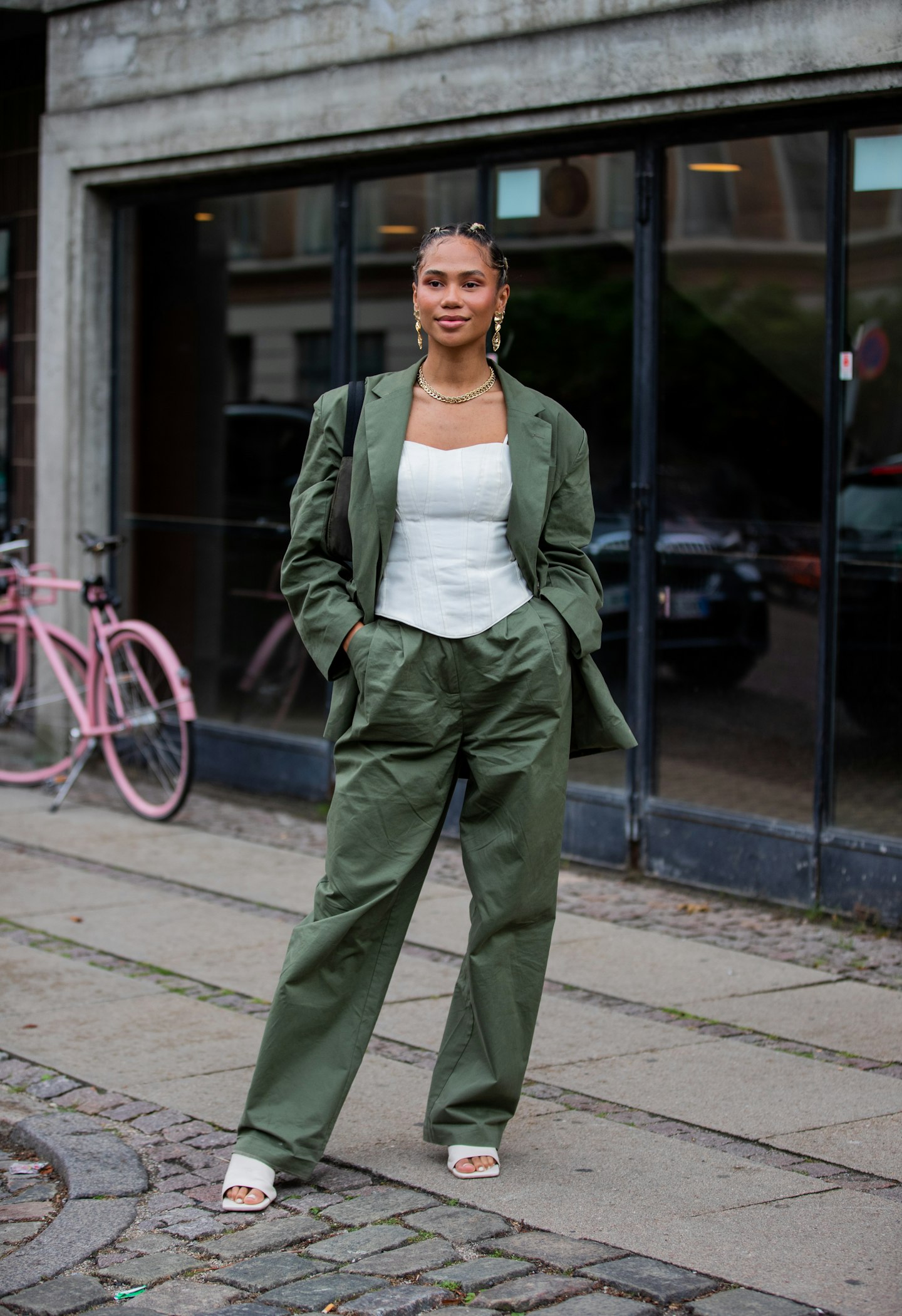 A street-styler at Copenhagen Fashion Week