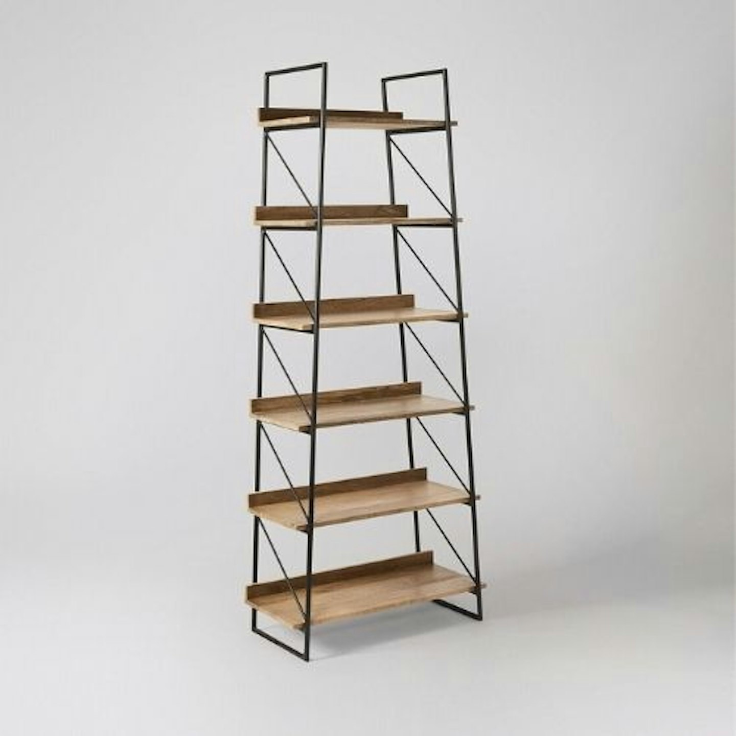 Swoon Storo Industrial Style Natural Wood Black Wide Shelving Unit