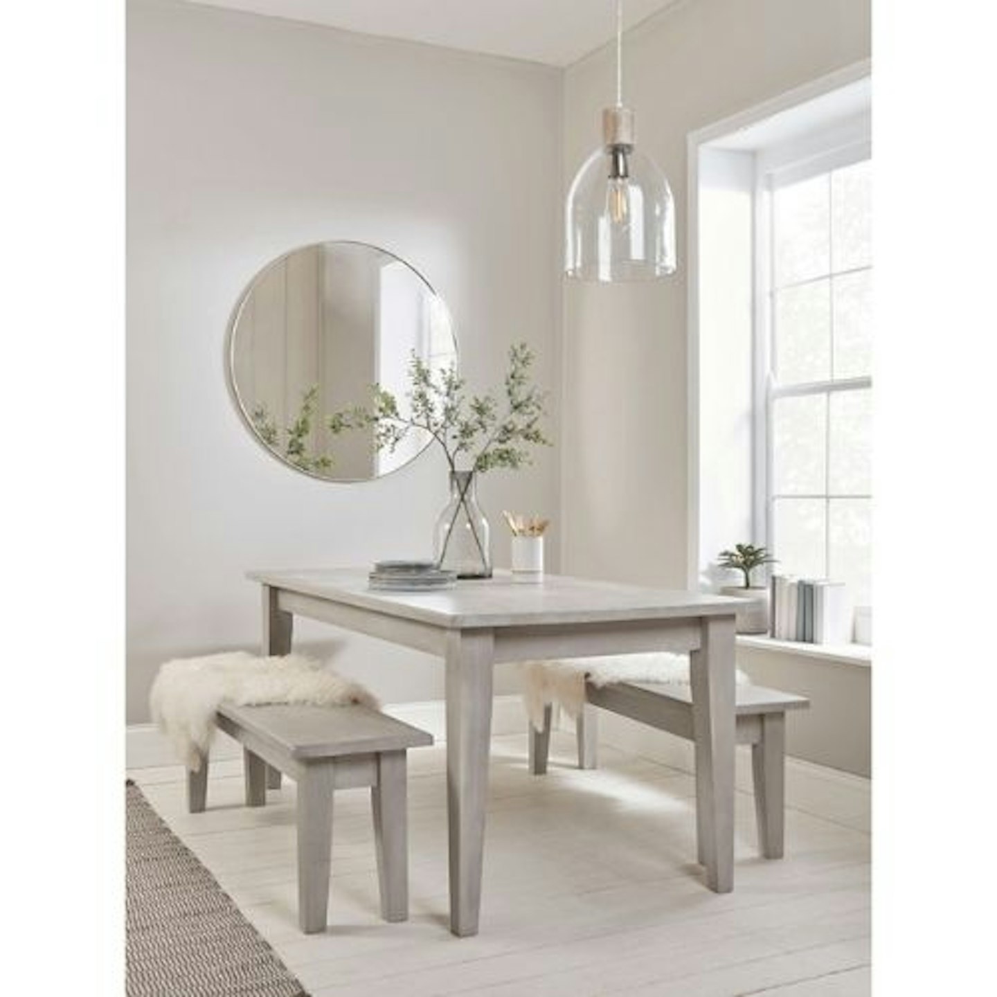 Cox & Cox Dinning Room Stylish Grey Lotte Pine Wood Dining Table