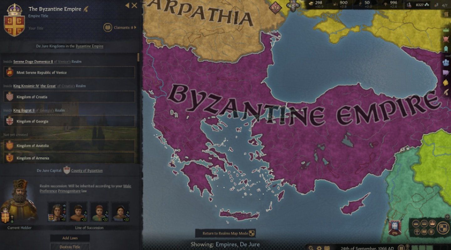 Crusader Kings III menu
