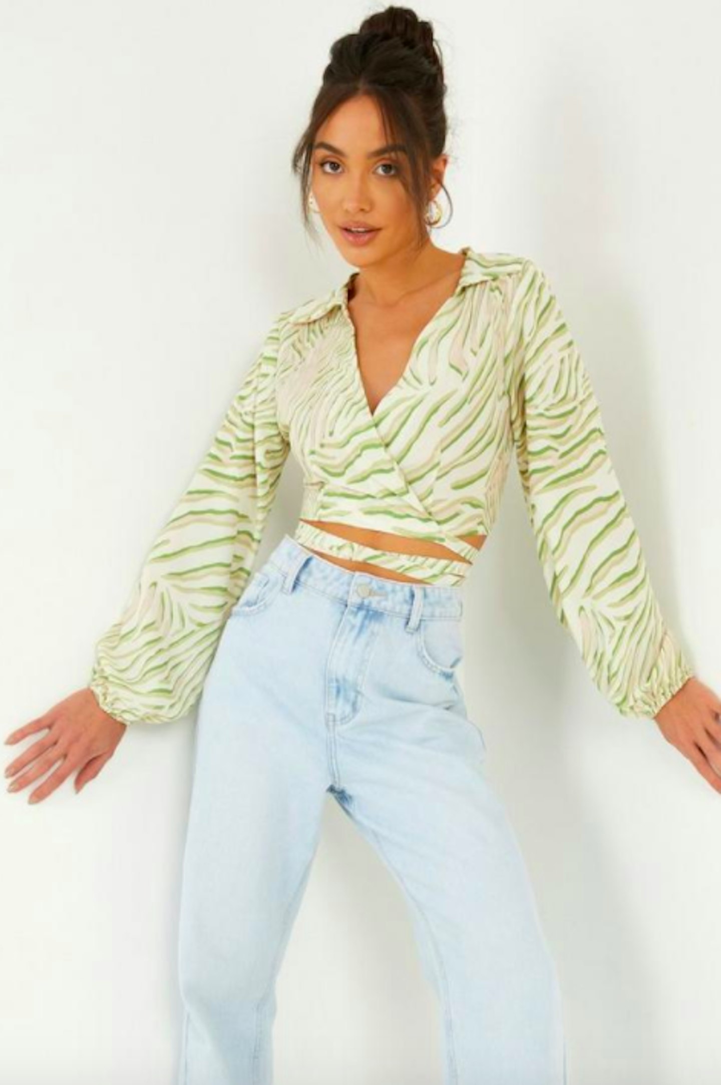 Sage Zebra Print Crop Top