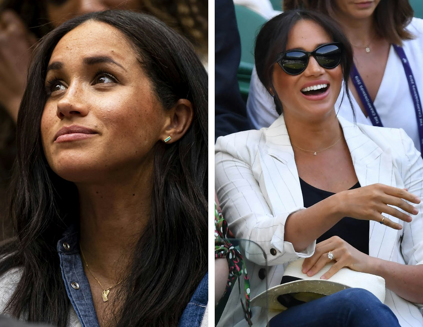 Meghan's initial necklaces on display at the US Open and Wimbledon