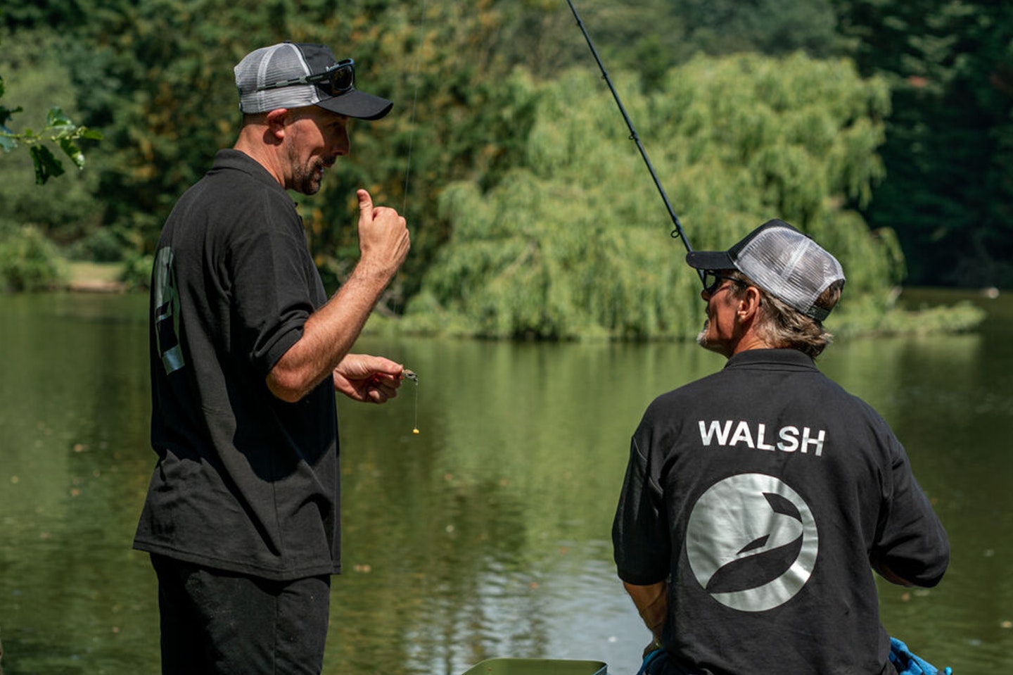 Ex England footballer Paul Walsh getting some wise words of advice from Drennan Cup winner Julian Chidgey