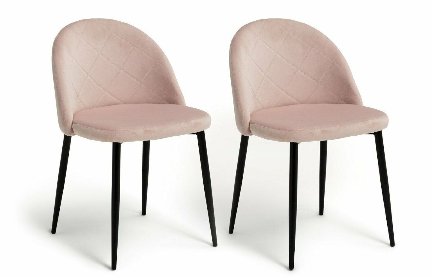 Habitat Imogen Pair of Velvet Dining Chairs - Blush