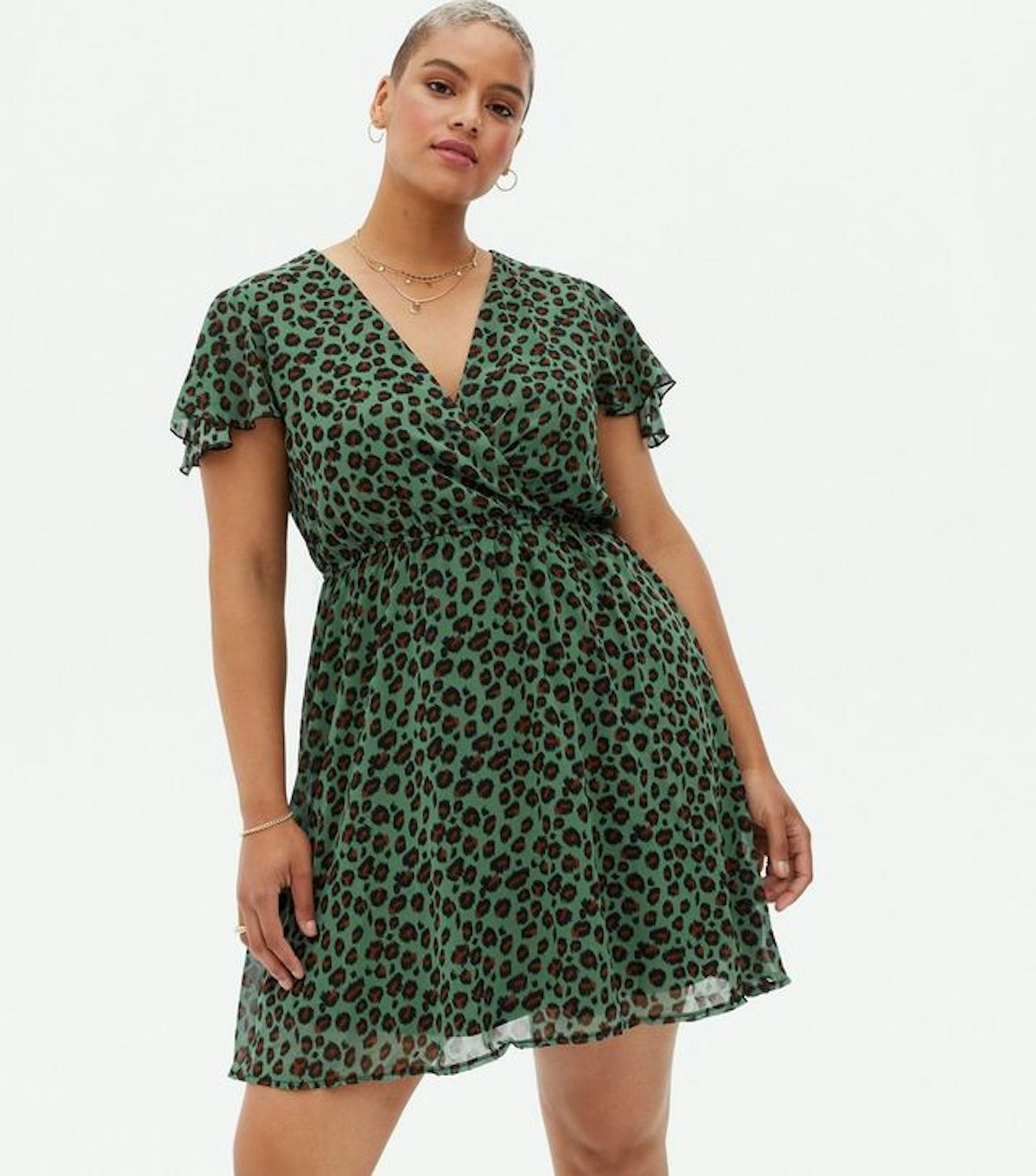 New Look, Green Leopard Skater Dress, £30