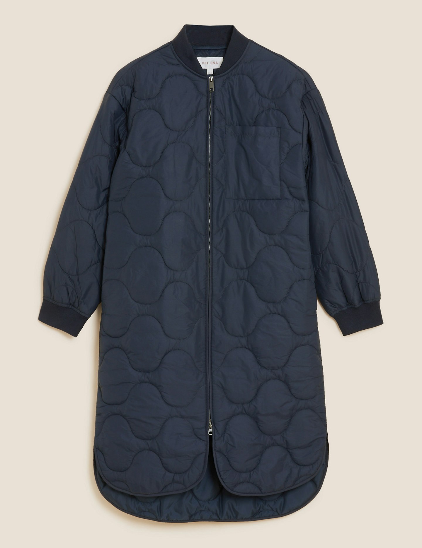 M&S, Padded Collarless Longline Puffer Coat, £69