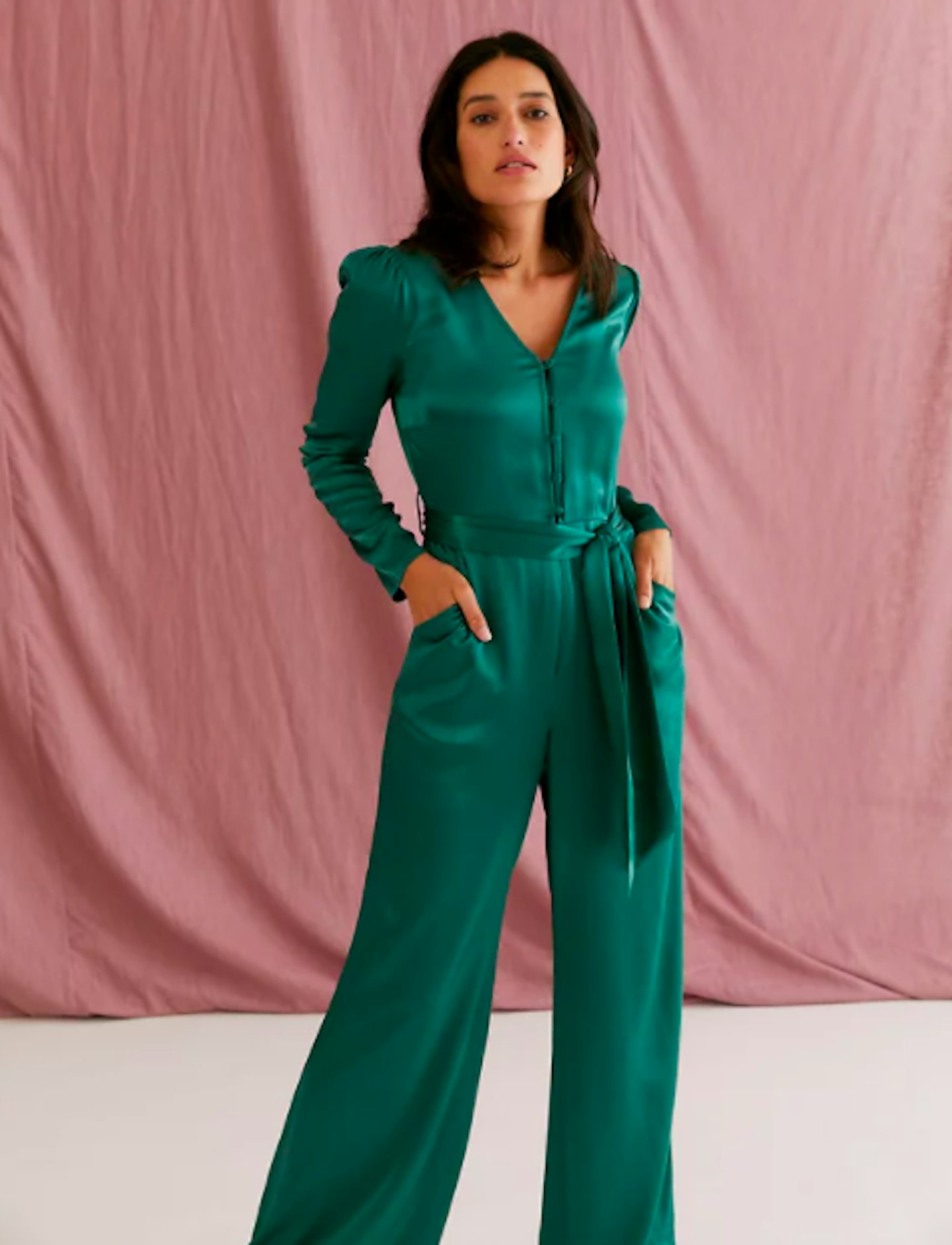 M&S x Ghost, Green Satin Jumpsuit, £79