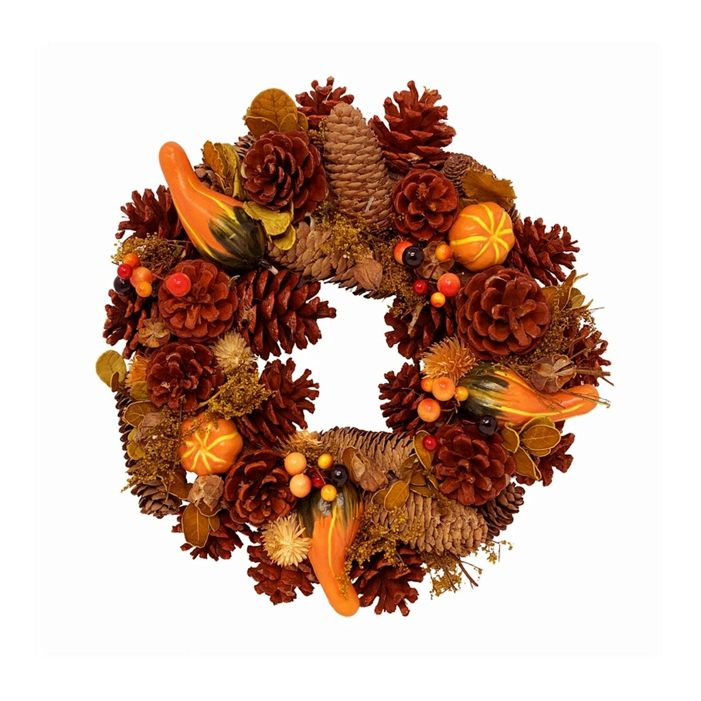 Autumn Wreath with Artificial Fruits Dried Flowers and ConesAutumn Wreath with Artificial Fruits Dried Flowers and Cones boxedAutumn Wreath with Artificial Fruits Dried Flowers and Cones back Autumn Wreath with Artificial Fruits Dried Flowers and Cones