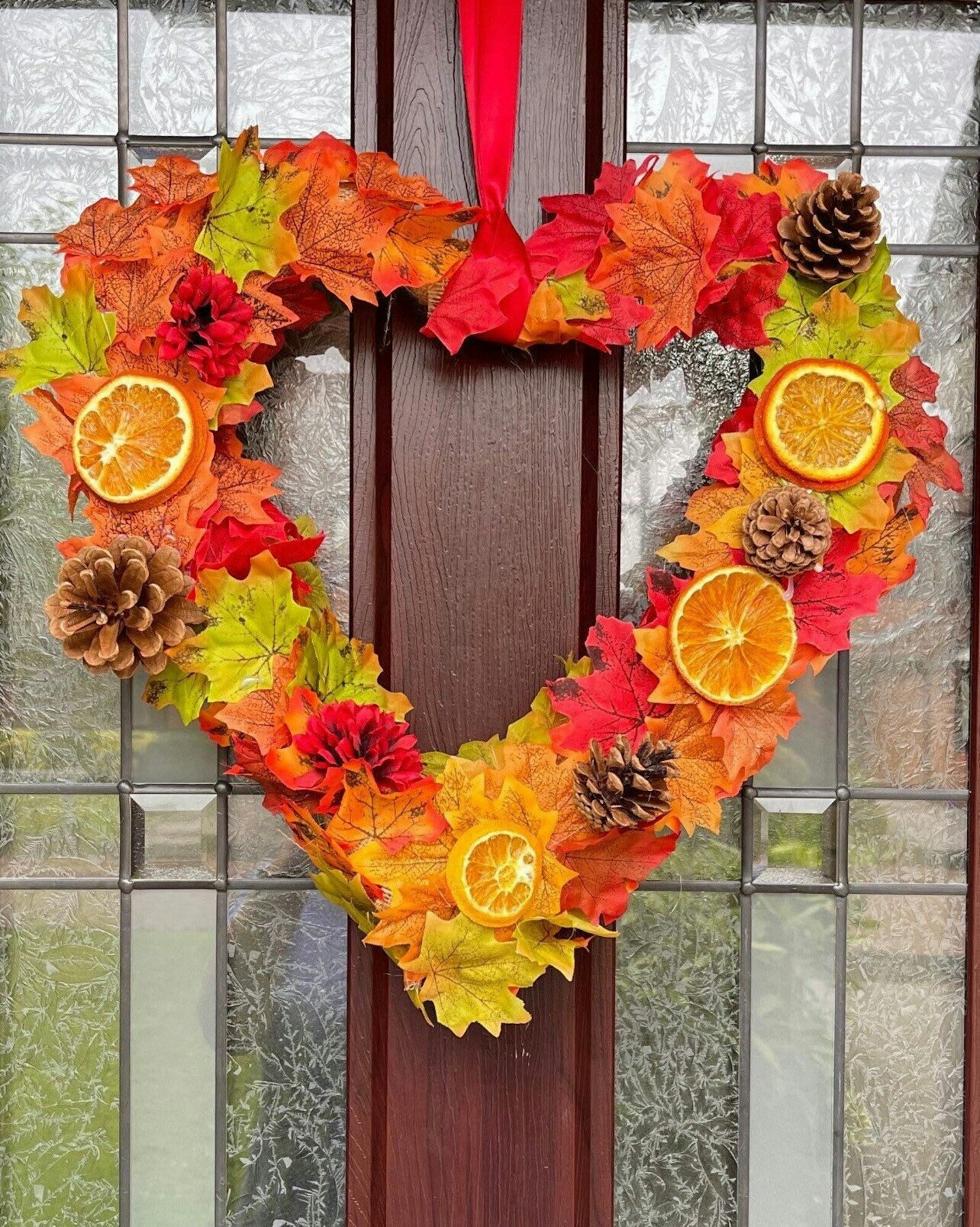 Autumn festival wicker heart wreath