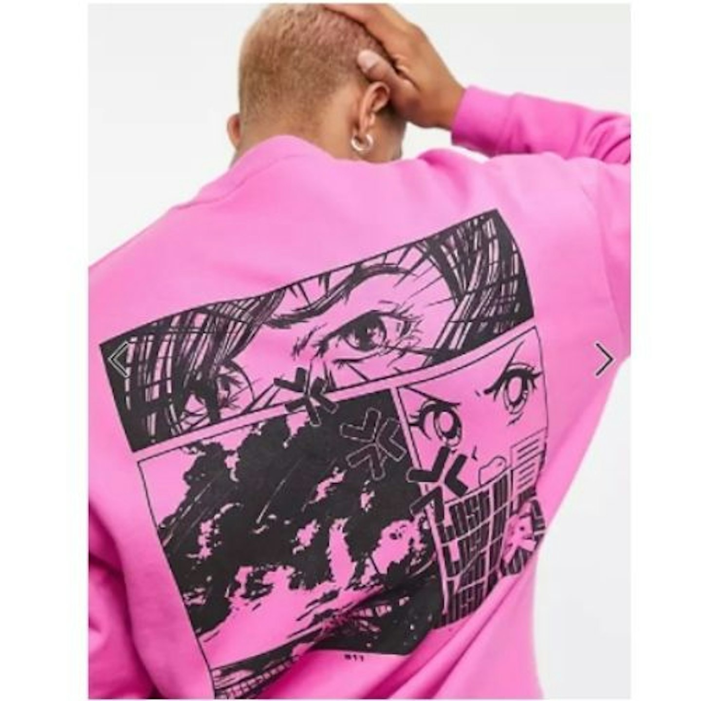ASOS DESIGN oversized sweatshirt in pink with tonal anime back print