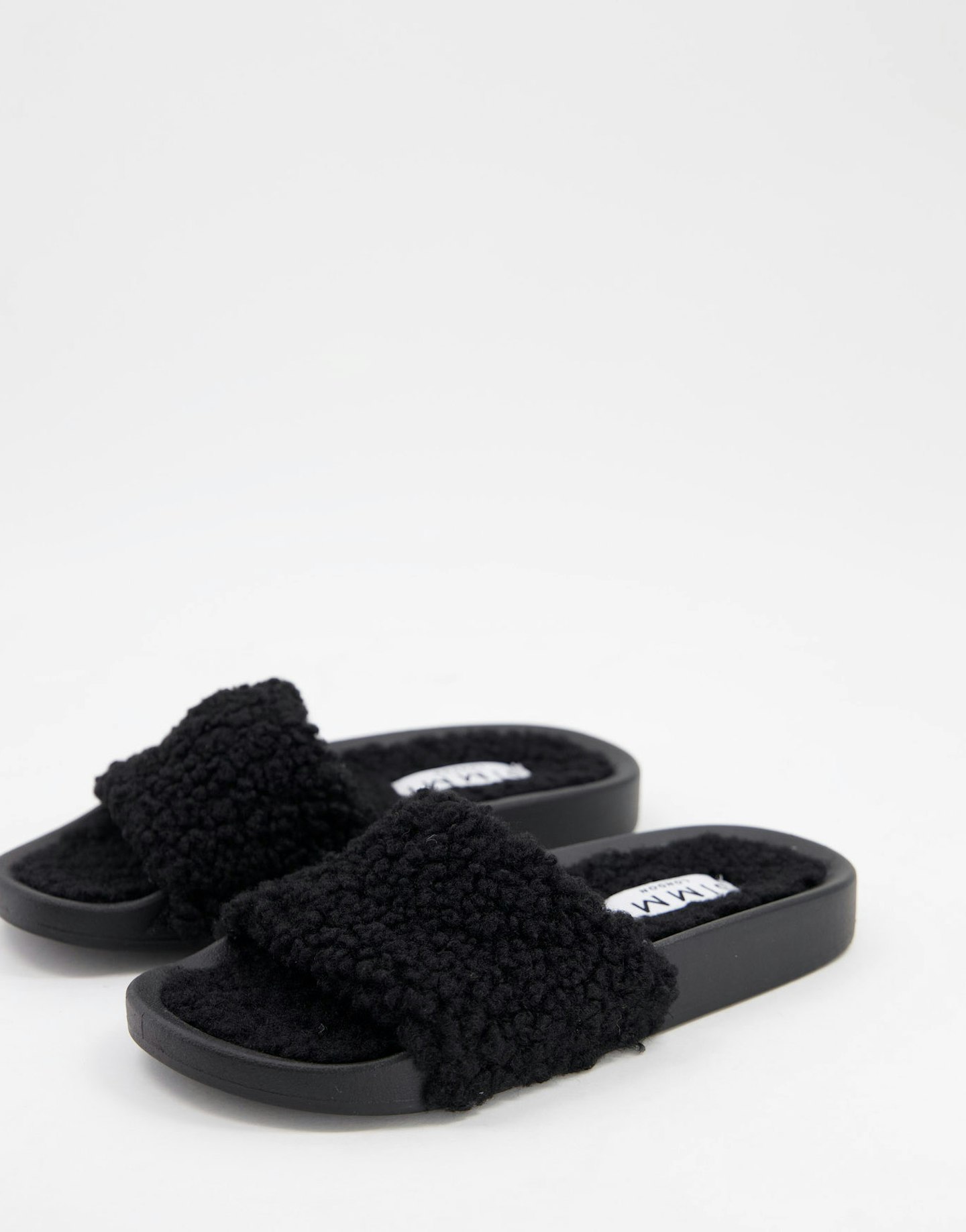 Simmi London Mahi summer fluff sliders in black