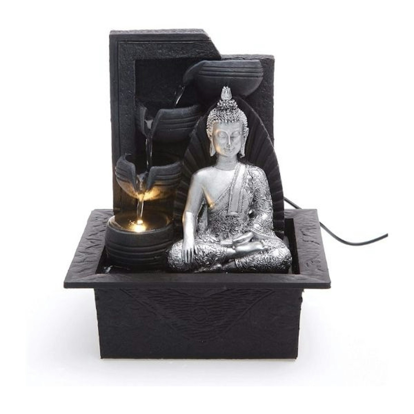 Silver Buddha with Water Bowls