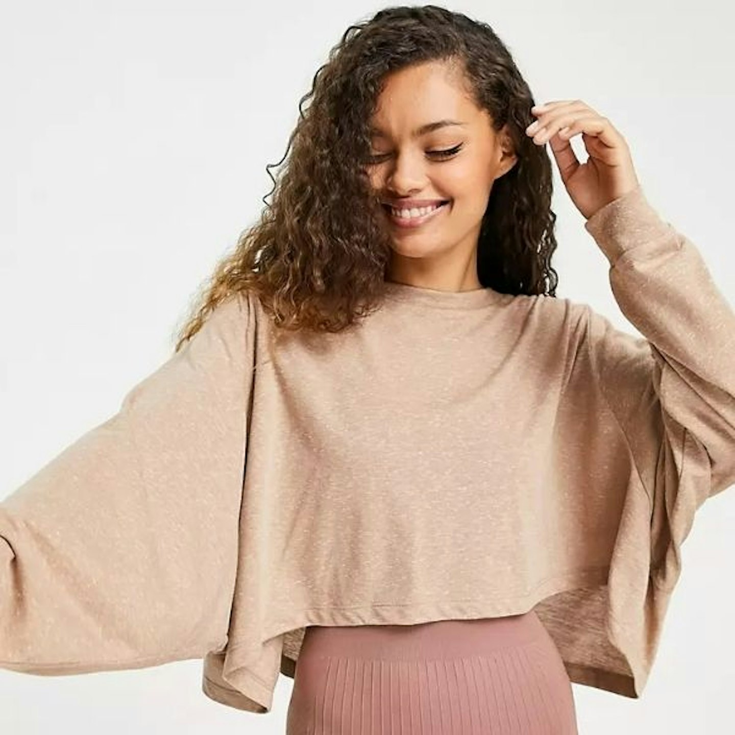 ASOS 4505 Petite yoga long sleeve top with open back detail