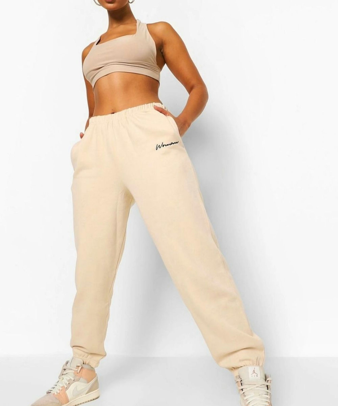 Oversized Embroidered Woman Script Joggers