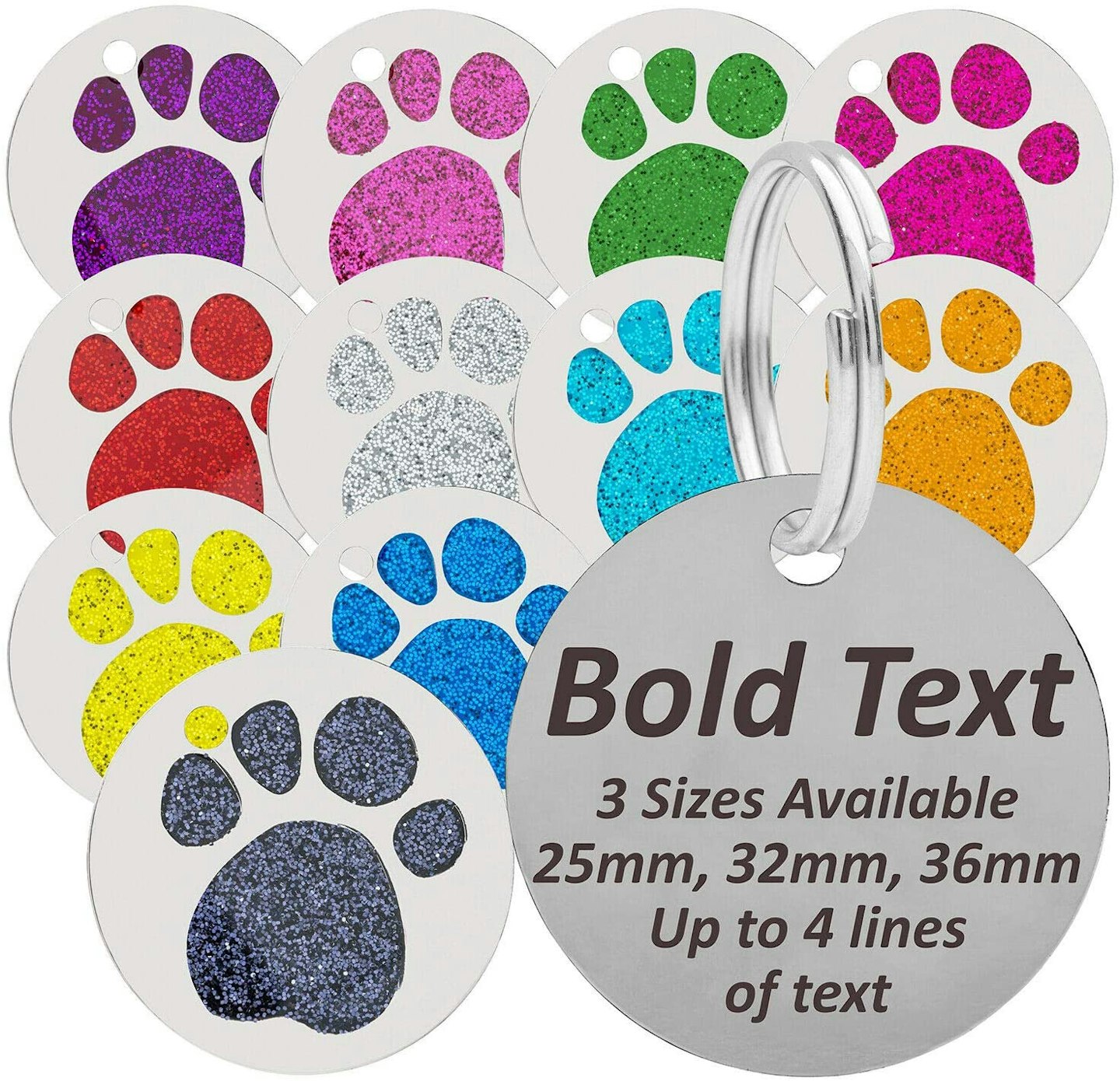 Personalised Engraved Round Glitter Paw Print