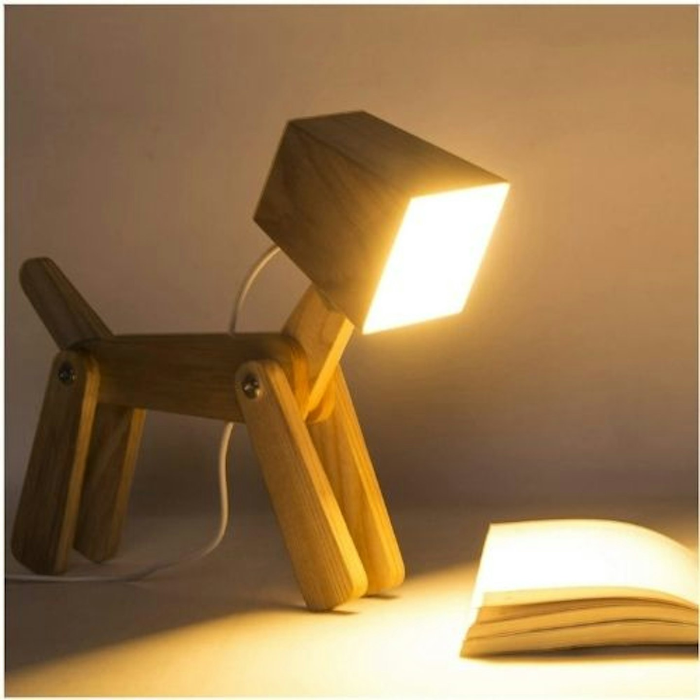 HROOME Wood Dog Table Lamp