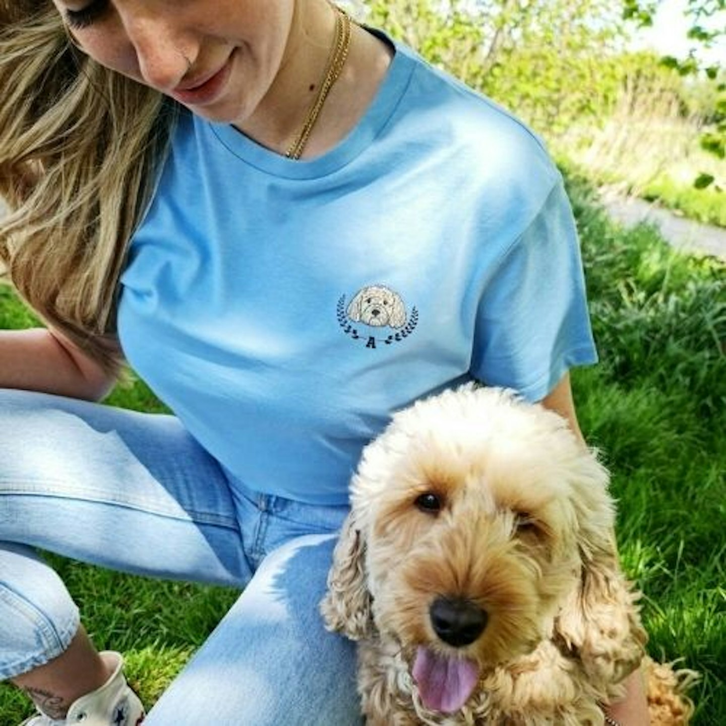 Personalised Dog Lover Organic Varsity T Shirt