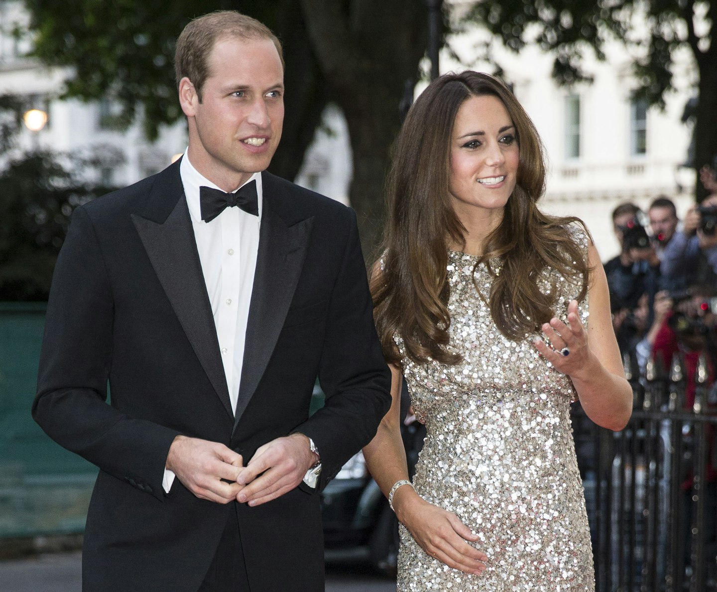 Prince William with Kate Middleton in Jenny Packham in 2013