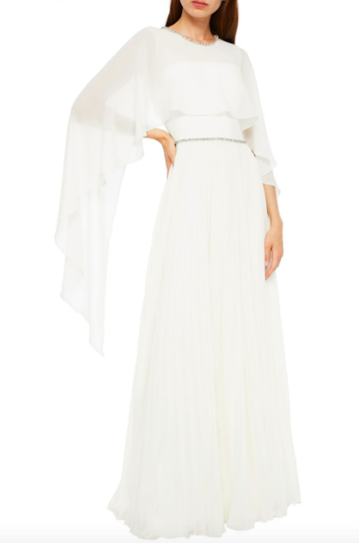Bloom Cape-Back Embellished Chiffon Bridal Gown, £1,498
