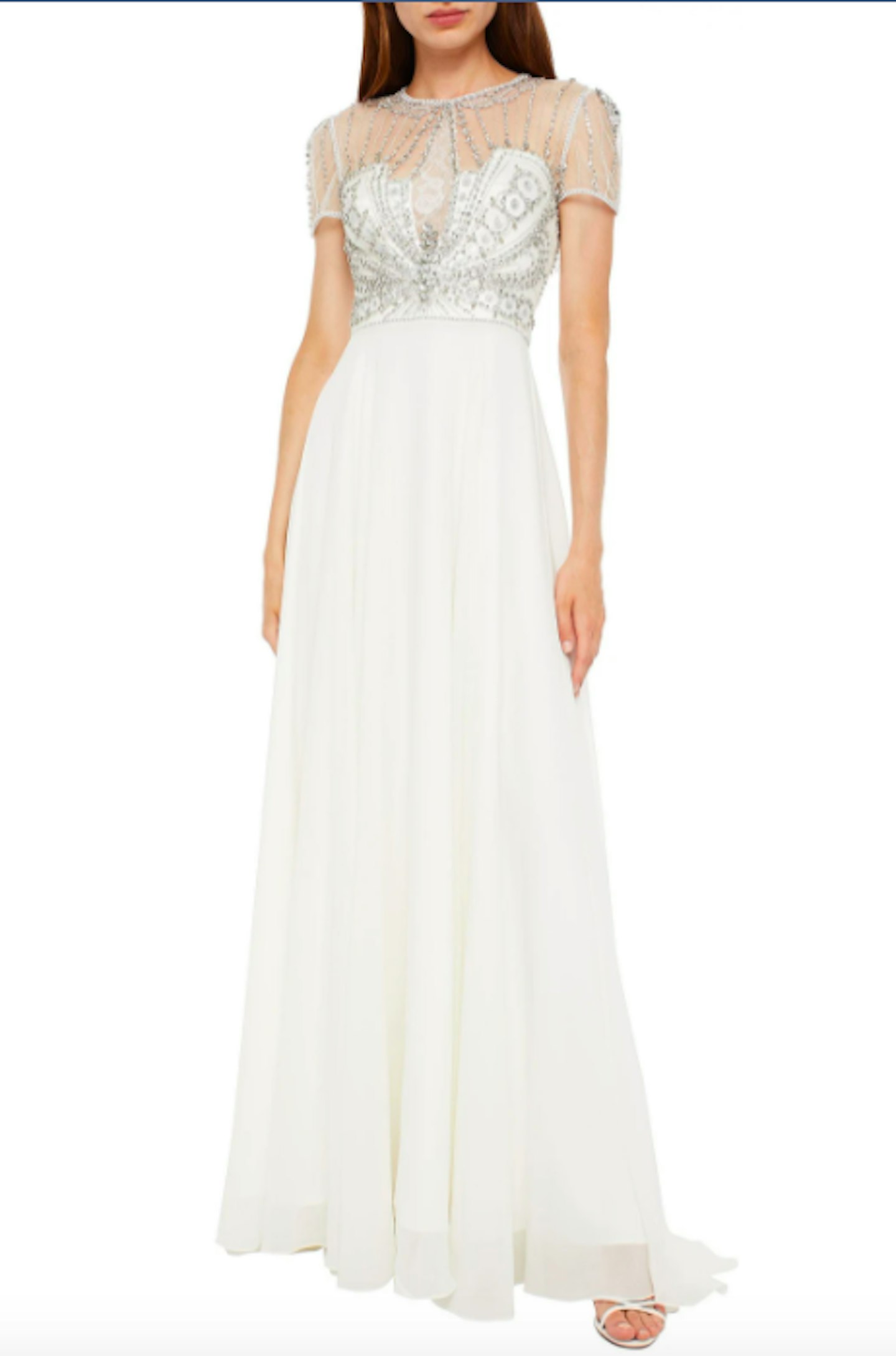 Amaryllis Embellished Tulle-Paneled Chiffon Bridal Gown, £1,680
