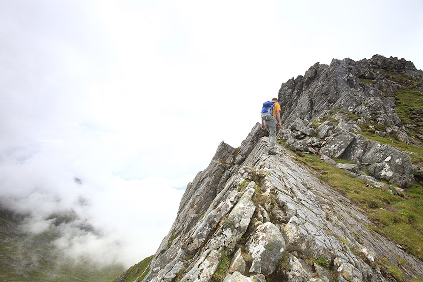 Getting high and into the clouds on the Forcan Ridge