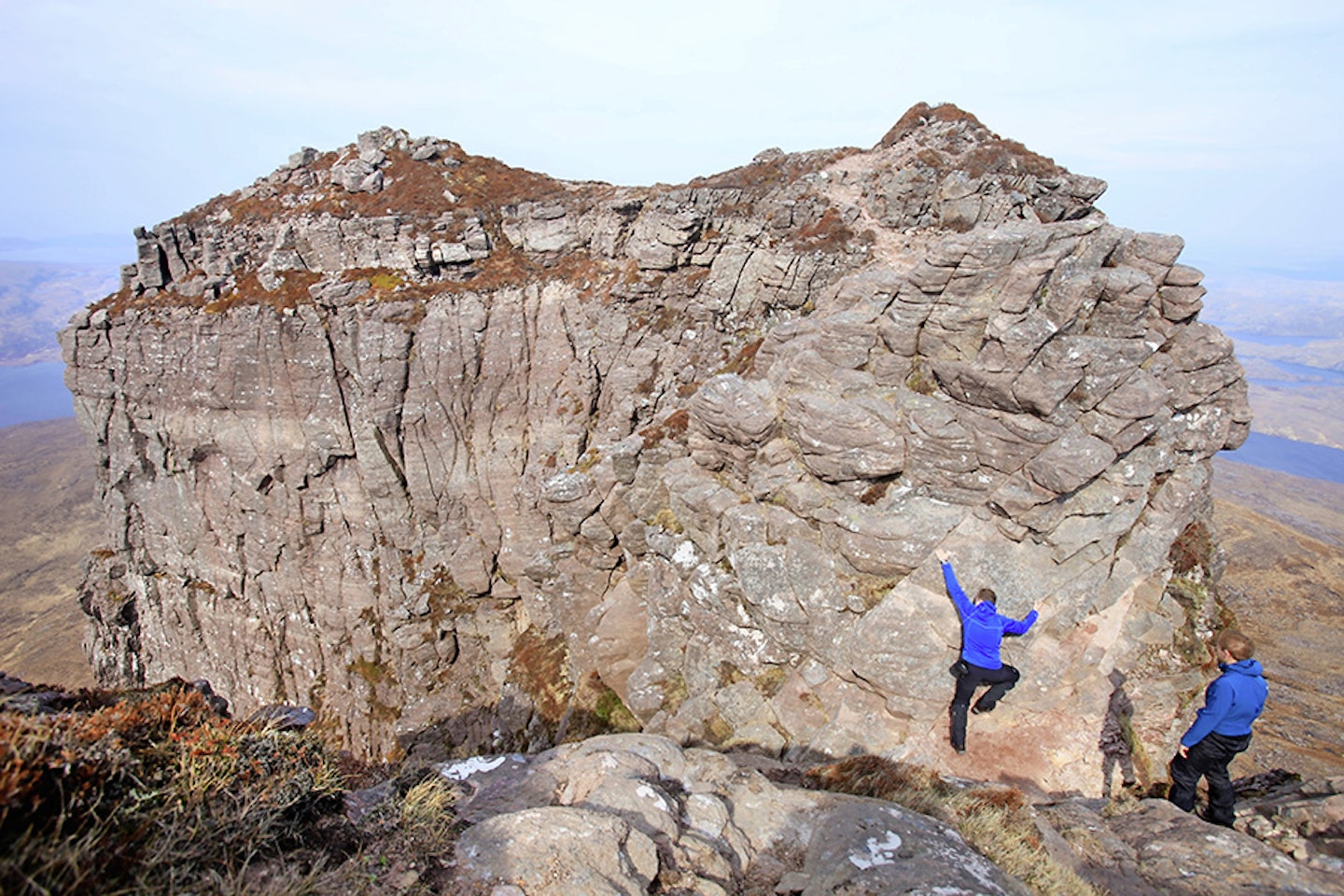 The start of the short Grade 3 scramble blocking your route  to the true summit, visible in  the top left of the picture.
