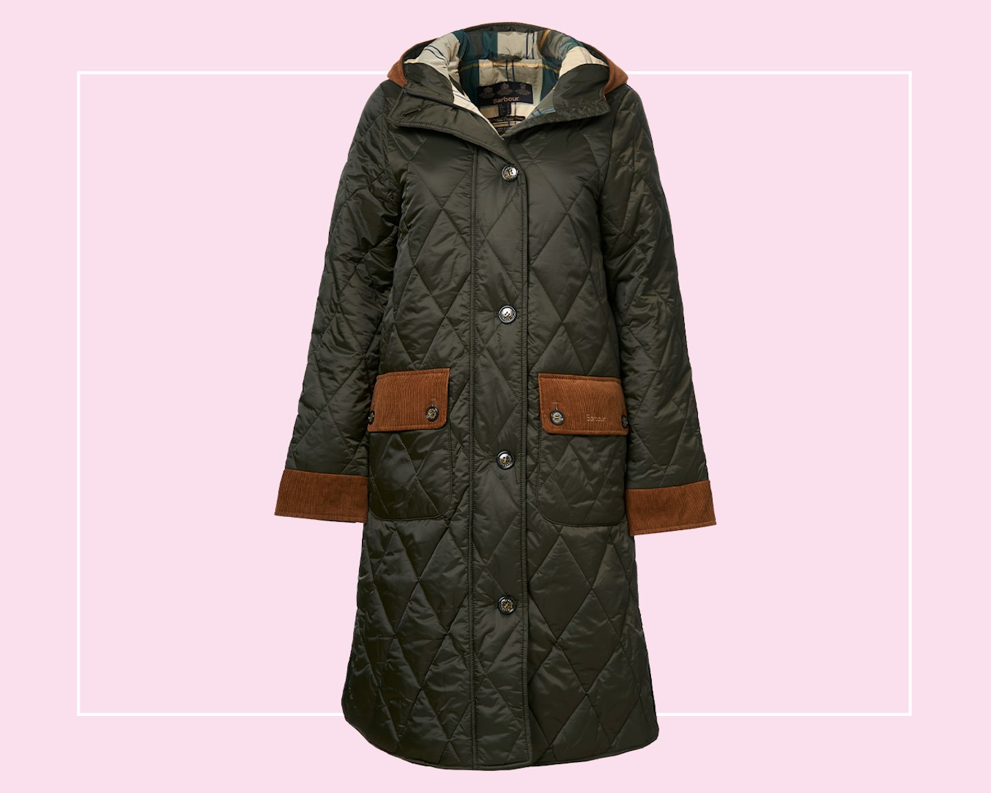 Barbour Mickley Contrast Cord Trim Quilted Coat