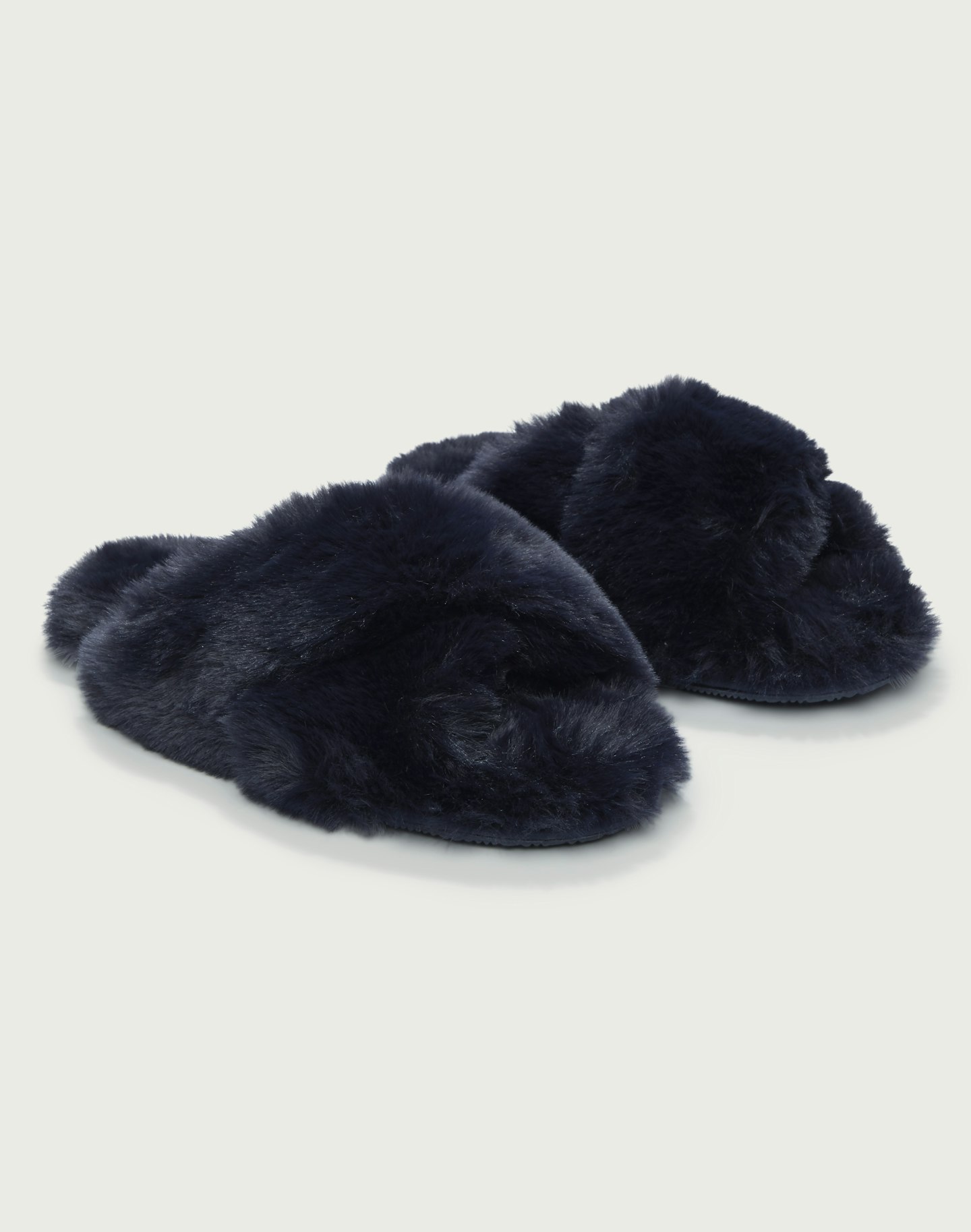 The White Company, Faux-Fur Cross Slider Slippers, £36