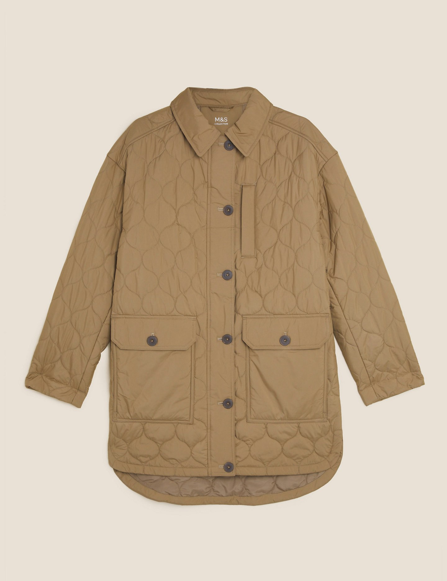 M&S, Quilted Longline Puffer Shacket, £69