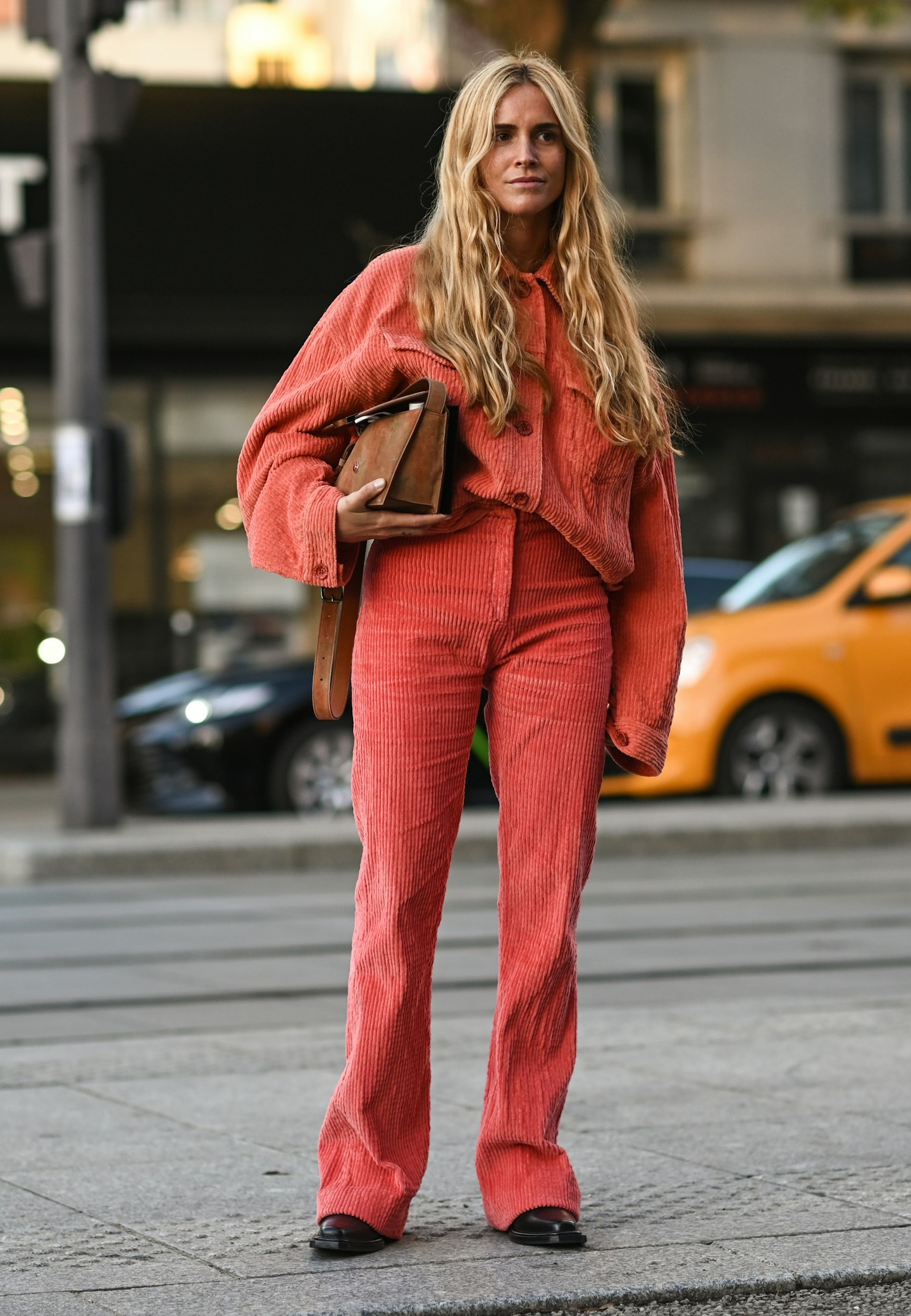 Blanca Miro wore top-to-toe tomato outside Acne Studios