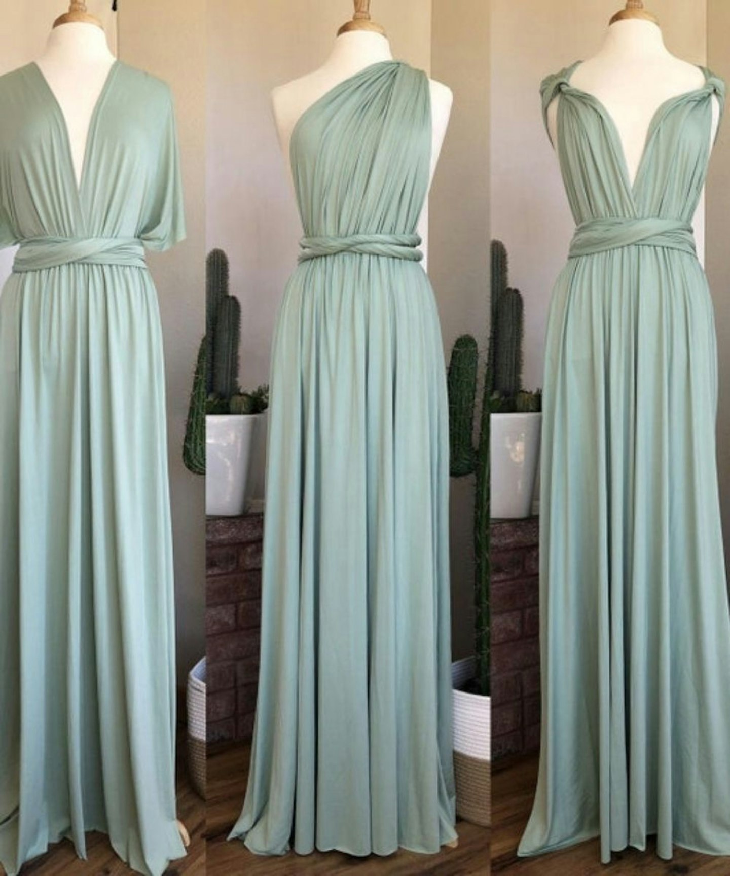 Multi-Wrap Convertible Sage Bridesmaid Dress