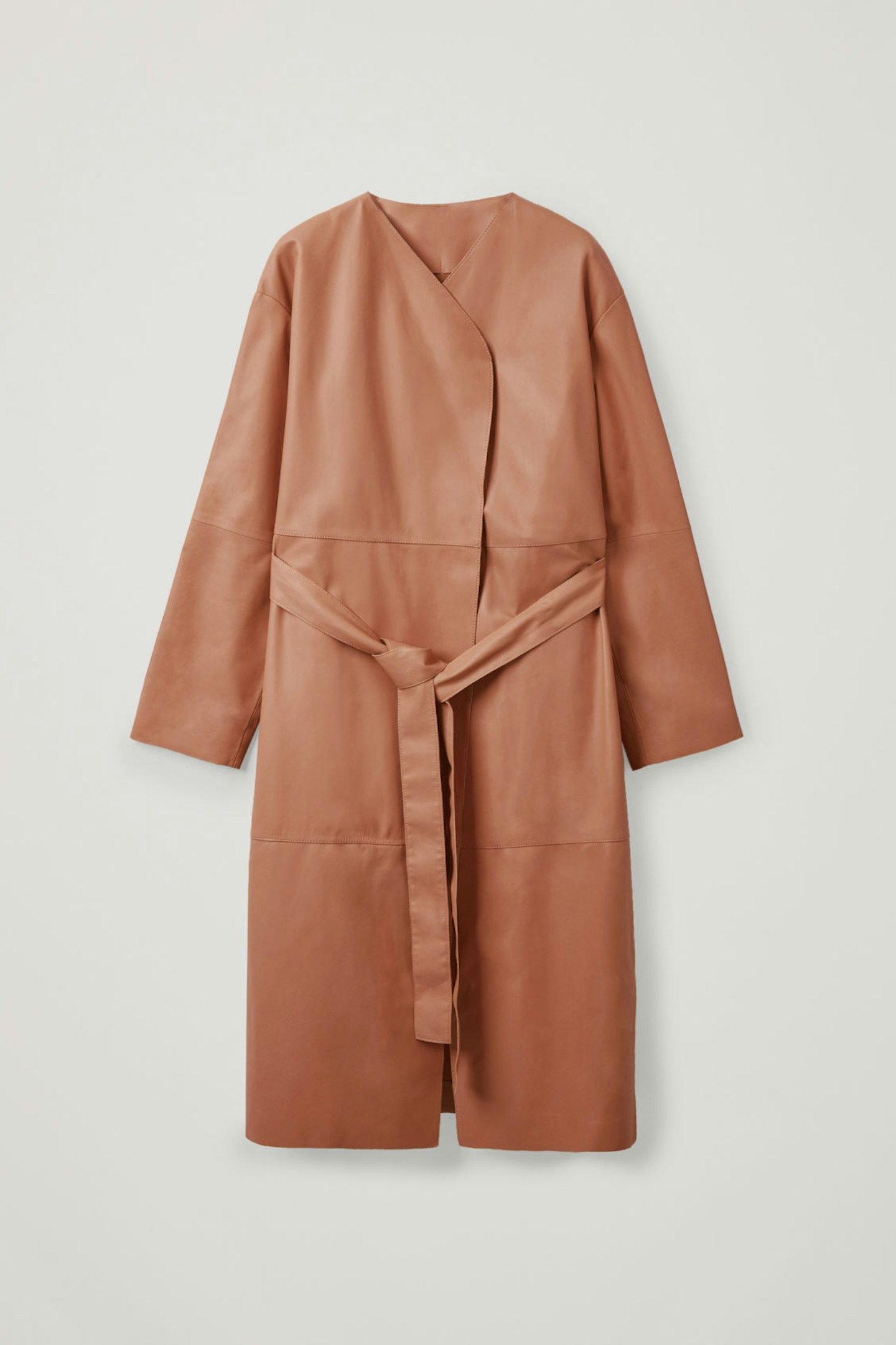 COS, Collarless Leather Coat, £490