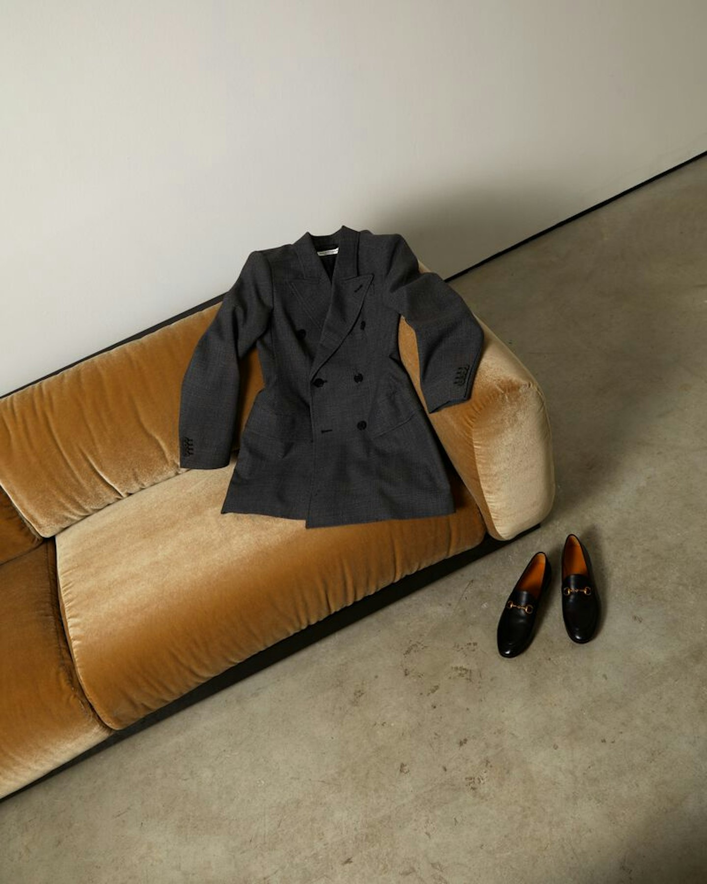 Balenciaga blazer and Gucci loafers