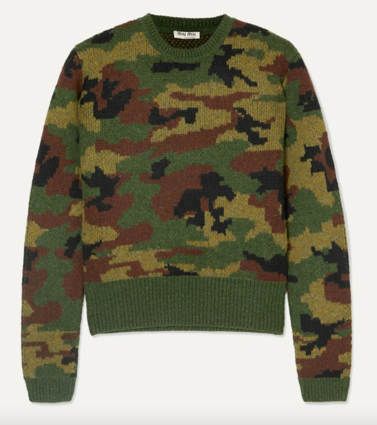 Miu Miu, Camouflage-Intarsia Wool Sweater, £470