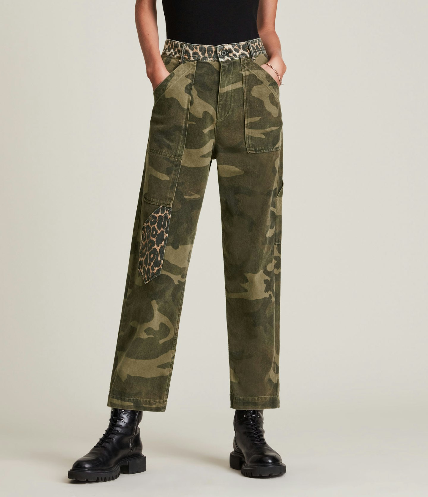 All Saints, Dessa High-Rise Camouflage Relaxed Jeans, £129