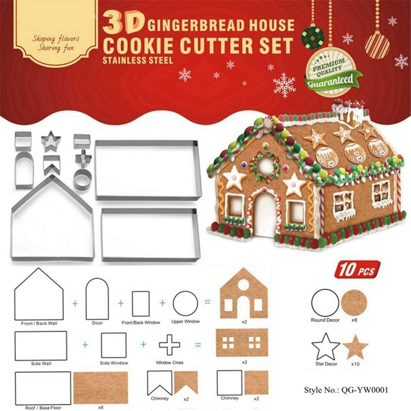 FantasyDay 3D Christmas Gingerbread House Cookie Cutters