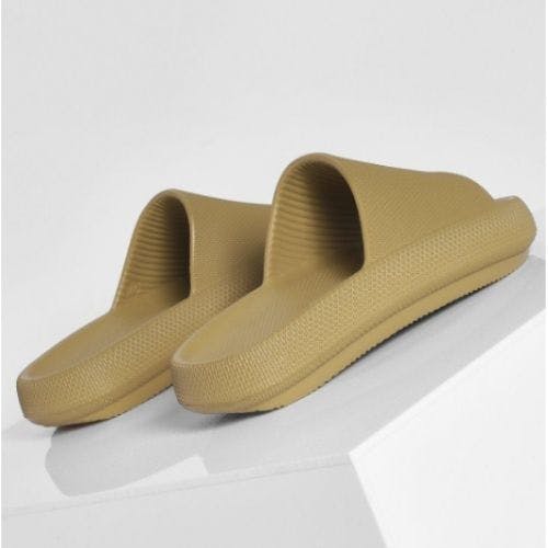 Playoff flat slider 2024 sandal in khaki rubber