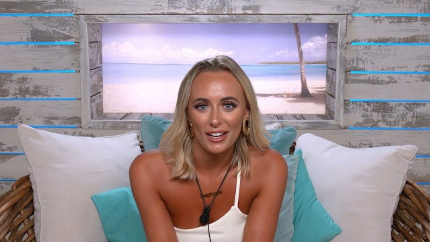Millie Court in confessional room on Love Island