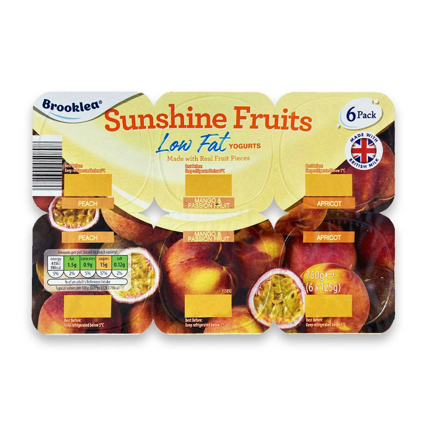Brooklea Low Fat Yellow Fruit Medley Yoghurt (98 calories)