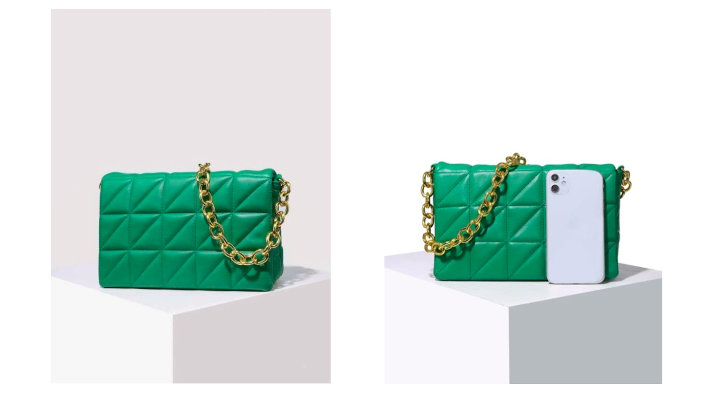 Quilted flap chain shoulder bag