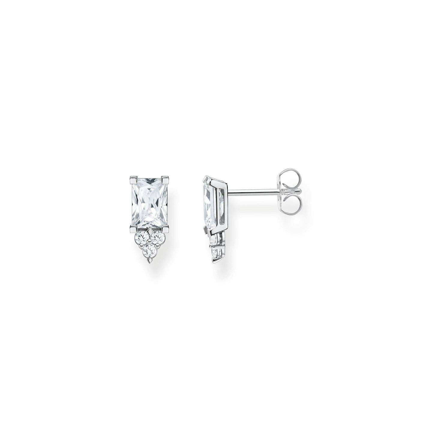 White Stone Silver Ear Studs, £79