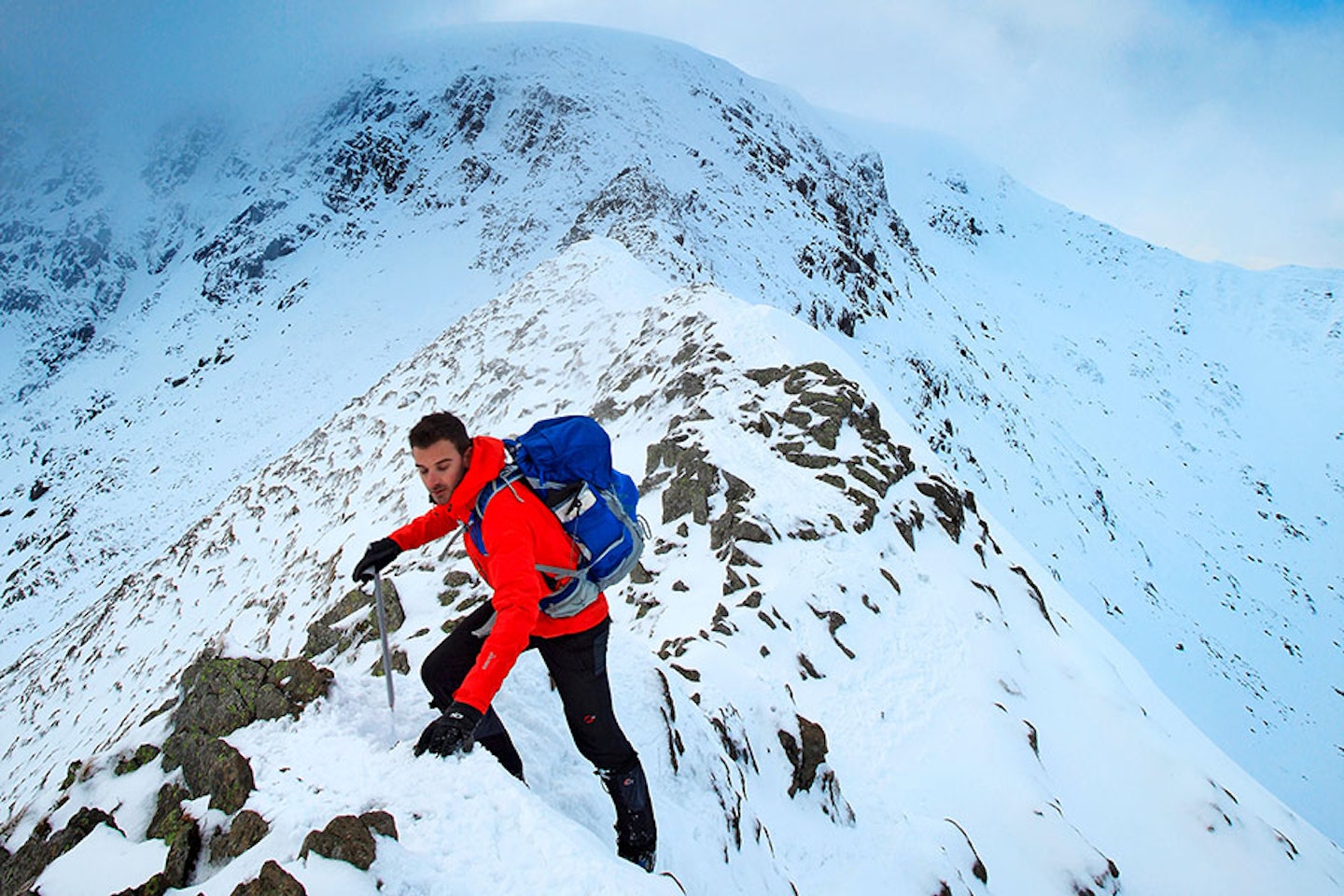 Leaving Helvellyn behind  on the traverse of  Striding Edge.