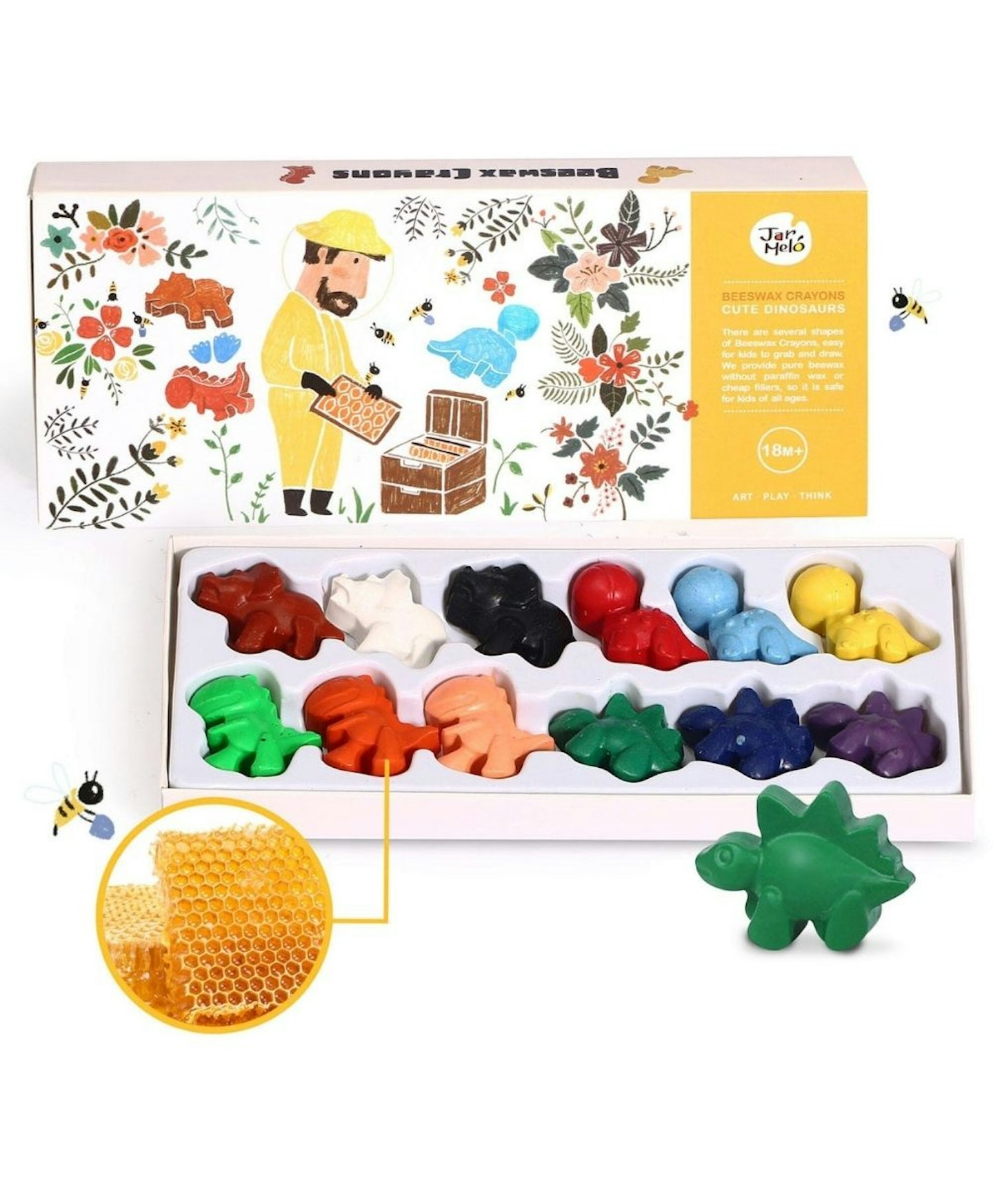 Jar Melo Beeswax Dinosaur Crayons