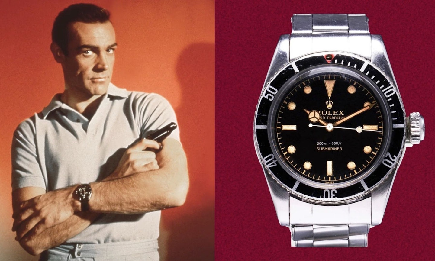 Sean Connery wearing a Rolex 6538 Submariner watch